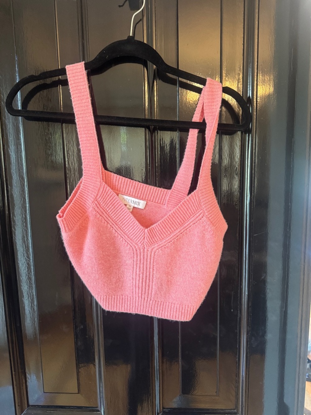 Pink Knit Cropped Tank Top